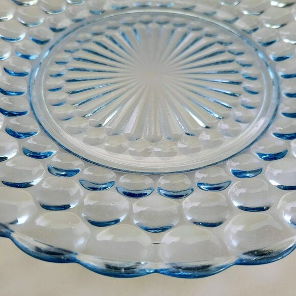 Vintage Anchor Hocking Bubble Blue Dinner Plate Set of 2, Textured, USA Made - Picture 5 of 8
